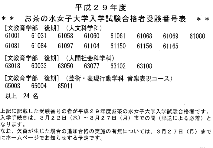 文教育学部合格者